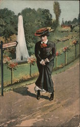 Pour Messieurs. Woman unable to find a bathroom. Comic, Funny Postcard Postcard Postcard