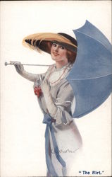 The Flirt. Woman with an umbrella Postcard