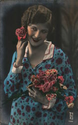 Woman with flowers Postcard