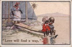 "Love Will Find a Way" Black Americana Postcard Postcard Postcard