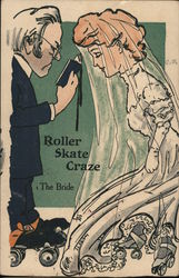 Roller Skate Craze: wedding with bride and minister on roller skates Postcard