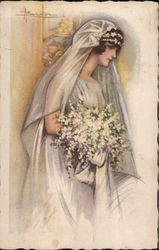 Bride with Bouquet - Adolfo Busi Postcard