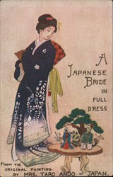 Japanese Bride in Full Dress, Painting by Mrs. Taro Ando of Japan Postcard