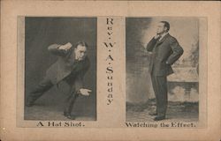 Rev. W.A. Sunday in Two Poses Postcard