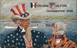 Uncle Sam with Dutch Woman, Hudson-Fulton Celebration 1909 1909 Hudson-Fulton Celebration Postcard Postcard Postcard