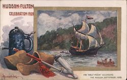 The Half Moon Ascending the Hudson, Hudson-Fulton Celebration, 1909 Postcard