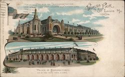 Palace of Transportation and Palace of Manufactures, Worlds Fair St. Louis 1904 Missouri Postcard Postcard Postcard