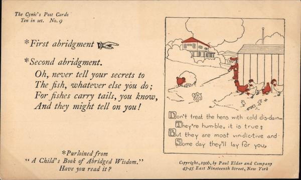 Oh Never Tell Your Secrets To The Fish. Ad for a postcard publisher.