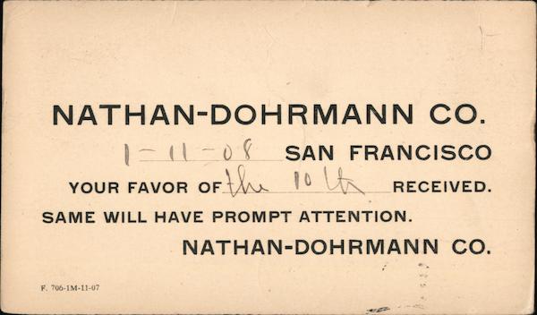 Nathan-Dohrmann Co San Francisco California