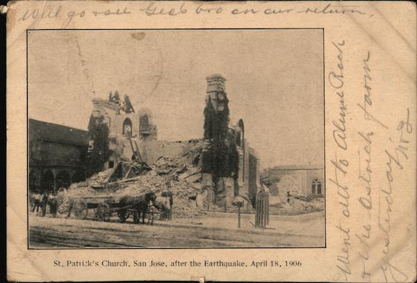 St. Patrick's Church, After the Earthquake, April 18, 1906 San Jose California