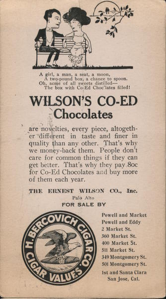 Wilson's Co-Ed Chocolates Palo Alto California