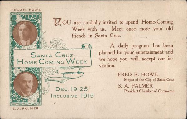 Santa Cruz HomeComing Week Dec. 19-25 1915 California