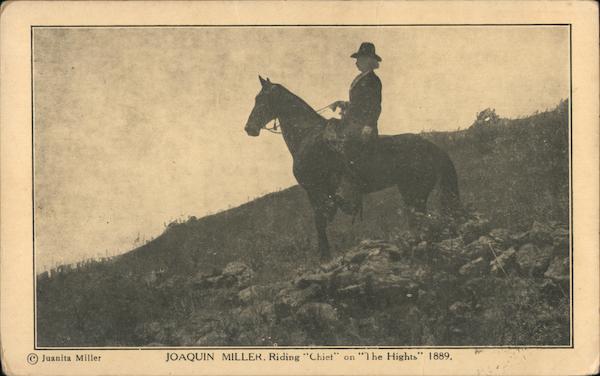 Joaquin Miller riding his horse Chief on The Hights 1889