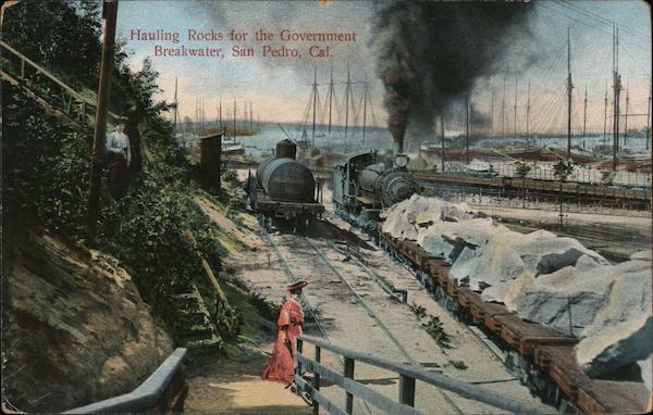 Hauling rocks for the Government Breakwater San Pedro California