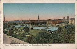 View of Public Garden From Beacon and Charles Street Postcard