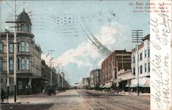 Santa Clara St showing Electric Tower 300 ft high Postcard