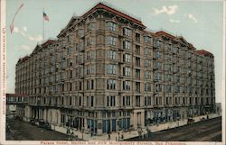 Palace Hotel Market and New Montgomery Streets Postcard