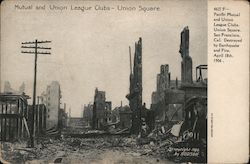 1906 San Francisco Earthquake Union Square Clubs Postcard Postcard