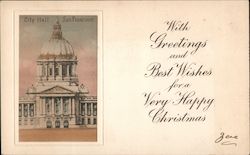 City Hall - Greetings and Best Wishes for a Very Happy Christmas Postcard