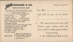 J.H. Newbauer & Co. Importers and Wholesale Grocers San Francisco, CA Postcard Postcard Postcard