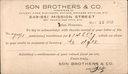 Son Brothers & Co. Postcard