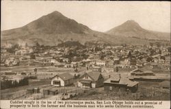 Cuddled Snugly In The Lee of Two Picturesque Hills, San Luis Obispo Postcard