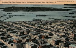 Portion of San Diego Business District, the Bay and Coronado Island Postcard