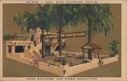 Globe-Ben Hur Spanish Patio - Food Building San Diego Exposition Postcard