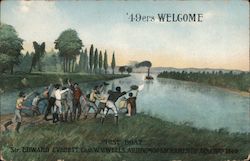 49ers Welcome First Boat Arriving at Sacramento, 1849. Postcard