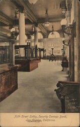 Fifth Street Lobby at Security Savings Bank Postcard