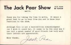 The Jack Paar Show, NBC Television Postcard