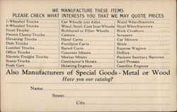 Lansing Company We Manufacture These Items Postcard