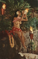 A Lovely South Sea Maiden In Her Polynesian Paradise Postcard