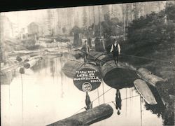 Early Days Logging Outdoors on Waterway Original Photograph