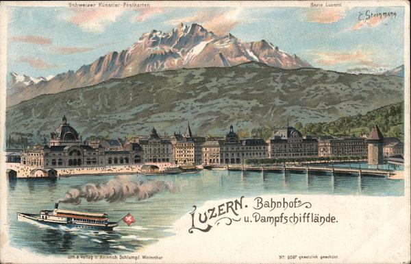 Luzern Bahnhof u.Dampfscifflande Lucerne Switzerland