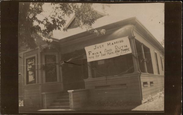 Sign on building - Just Married Frank and Ruth Marriage & Wedding