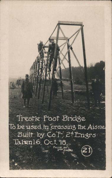 Trestle Foot Bridge to cross the Aisne World War I