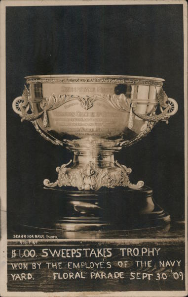Sweepstakes Trophy won by Navy employees 1909 floral parade