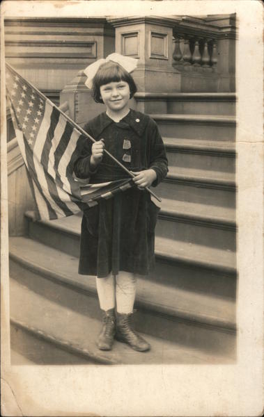 Girl with an American Flag Patriotic