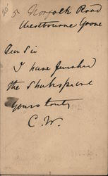 C.W. Has Finished the Shakespeare Postcard