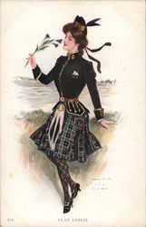 Clan Leslie Scotland Women Postcard Postcard Postcard