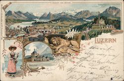 View of Gütsch - Railway Station Postcard