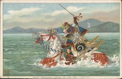 Akechi Samanosuke fording the lake Biwa (1582 A.D.) Postcard