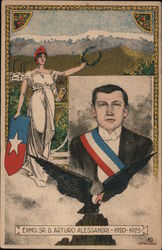 exmo sr. d. Arturo Alessandri 1920-1925 Chile Postcard Postcard Postcard
