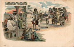 Egyptian people travelling in a Horce cart Postcard