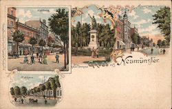 Kuhberg, Drei Kaiser Memorial and City Hall in Neumuenster Postcard