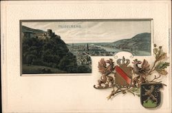 View of Castle and Coat of Arms Postcard
