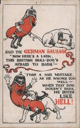 German Sausage and British Bull-Dog Postcard