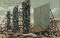 Constructing Lock walls Postcard