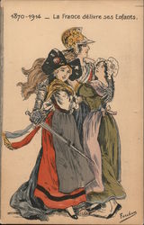 1870-1914 - la France delivre ses Enfants Artist Signed Fercham Postcard Postcard Postcard